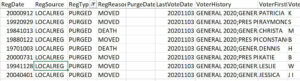 Table 1 Example purged voters without a purge date, Westchester County